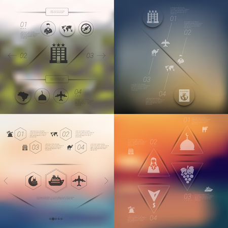 tourism infographic with unfocused backgroundのイラスト素材