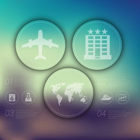 tourism infographic with unfocused backgroundのイラスト素材