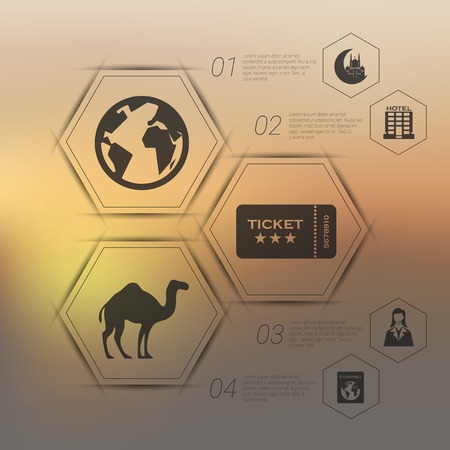 tourism infographic with unfocused backgroundのイラスト素材
