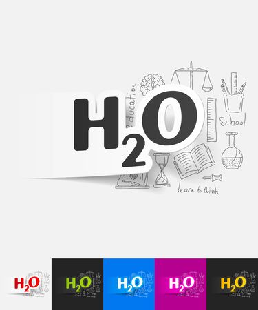 hand drawn simple elements with water paper sticker shadowのイラスト素材