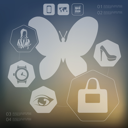 shopping infographic with unfocused backgroundのイラスト素材