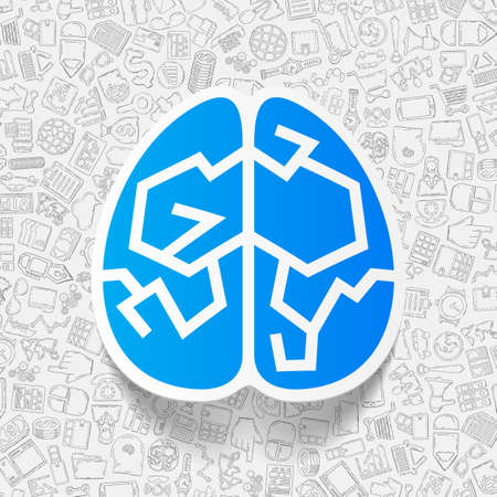 hand drawn simple elements with business paper sticker shadowのイラスト素材