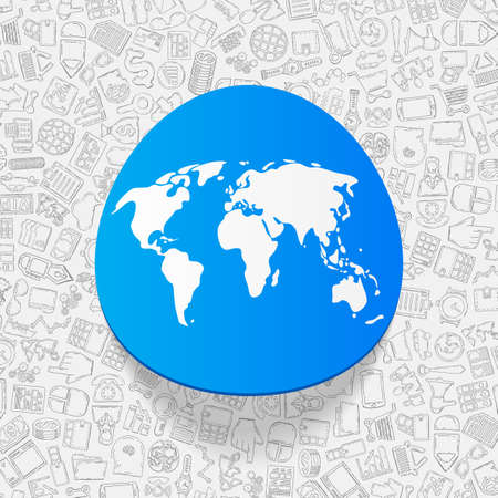 hand drawn simple elements with business paper sticker shadowのイラスト素材