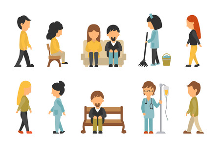Medical Staff Flat, Isolated On White Background, Doctor, Nurse, Care, Collection People Vector Illustration, Graphic Editable For Your Designのイラスト素材