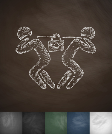 tug of war icon. Hand drawn vector illustration. Chalkboard Designのイラスト素材