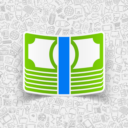 hand drawn simple elements with business paper sticker shadowのイラスト素材