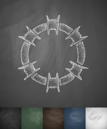 barbed wire icon. Hand drawn vector illustration. Chalkboard Designのイラスト素材