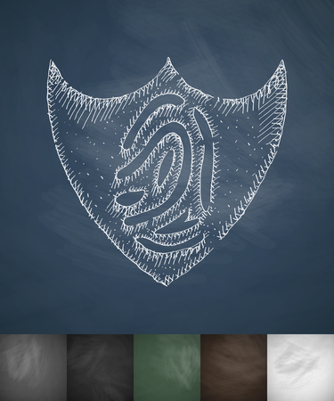 fingerprint protaction icon. Hand drawn vector illustration. Chalkboard Designのイラスト素材