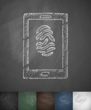fingerprint on the plate icon. Hand drawn vector illustration. Chalkboard Designのイラスト素材