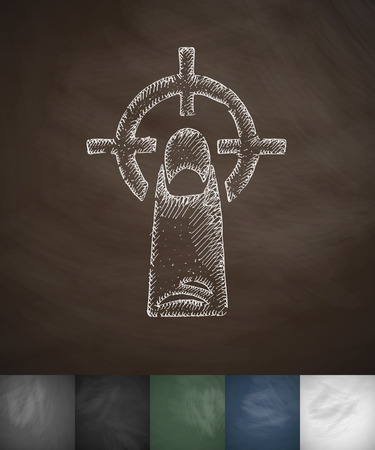 sight finger icon. Hand drawn vector illustration. Chalkboard Designのイラスト素材