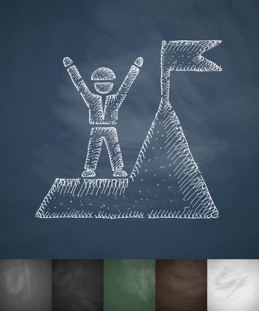 alpinist box at the top icon. Hand drawn vector illustration. Chalkboard Designのイラスト素材