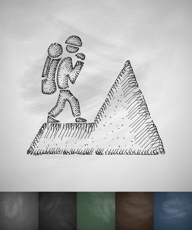 climber icon. Hand drawn vector illustration. Chalkboard Designのイラスト素材