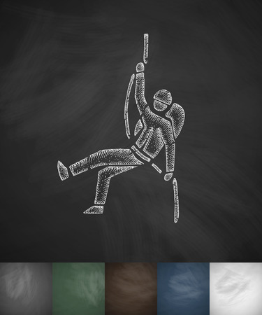 alpinist icon. Hand drawn vector illustration. Chalkboard Designのイラスト素材