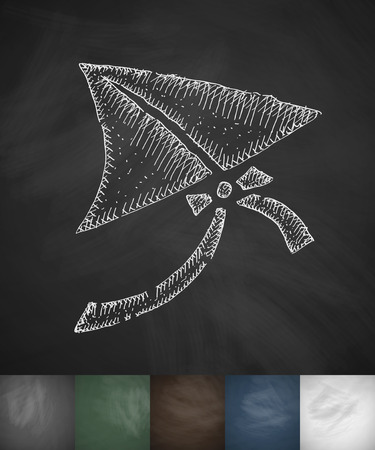 triangular kite icon. Hand drawn vector illustration. Chalkboard Designのイラスト素材
