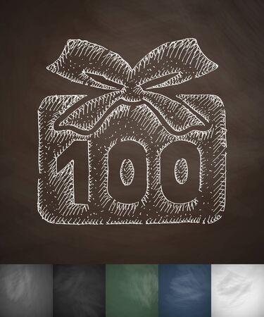 GIFT icon. Hand drawn vector illustration. Chalkboard Designのイラスト素材