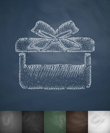 gift card in box icon. Hand drawn vector illustration. Chalkboard Designのイラスト素材