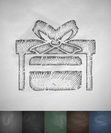 gift card in box icon. Hand drawn vector illustration. Chalkboard Designのイラスト素材