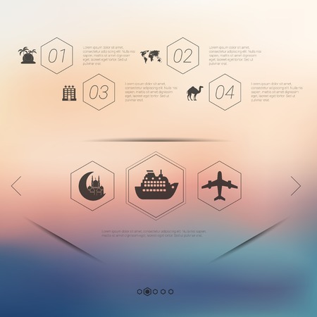 tourism infographic with unfocused backgroundのイラスト素材