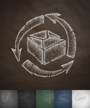 logistics cycle icon. Hand drawn vector illustration. Chalkboard Designのイラスト素材