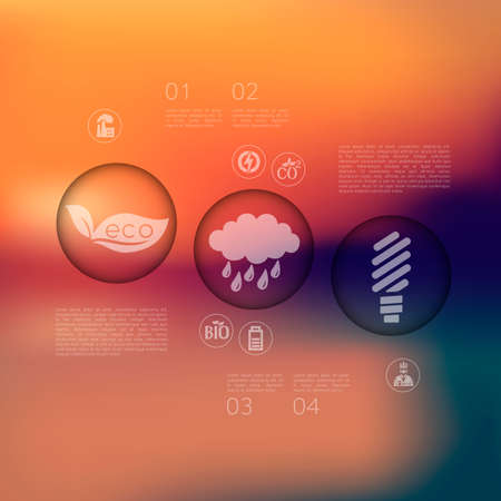 ecology infographic with unfocused backgroundのイラスト素材
