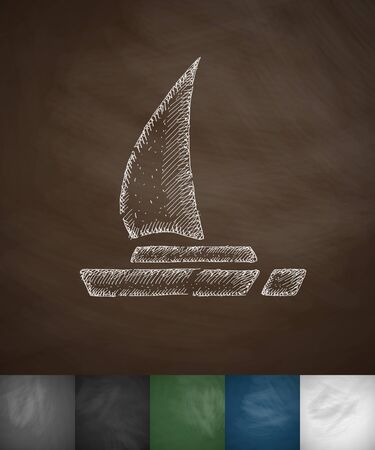 yacht icon. Hand drawn vector illustration. Chalkboard Designのイラスト素材