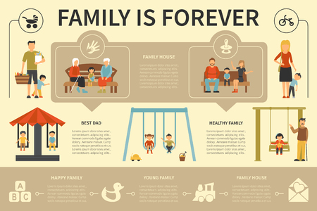 Family Is Forever infographic flat vector illustration. Editable Presentation Conceptのイラスト素材