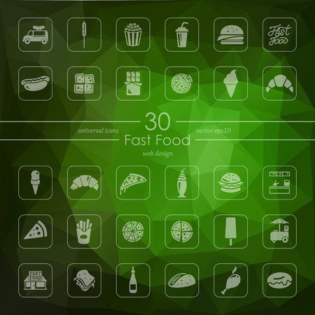 fast food modern icons for mobile interface on blurred backgroundのイラスト素材