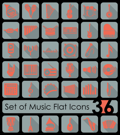 Set of music flat icons for Web and Mobile Applicationsのイラスト素材