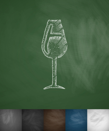 wineglass icon. Hand drawn vector illustration. Chalkboard Designのイラスト素材