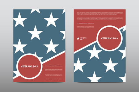 Set of Veterans Day brochure, poster templates in USA flag style. Beautiful design and layout. Leaflet cover presentation abstract backgroundのイラスト素材