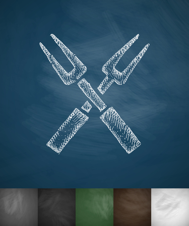 forks icon. Hand drawn vector illustration. Chalkboard Designのイラスト素材