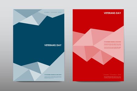 Set of Veterans Day brochure, poster templates in USA flag style. Beautiful design and layout. Leaflet cover presentation abstract backgroundのイラスト素材