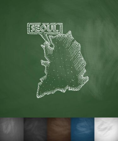 Seoul map icon. Hand drawn vector illustrationのイラスト素材