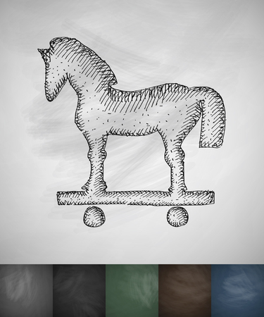 Trojan icon. Hand drawn vector illustrationのイラスト素材