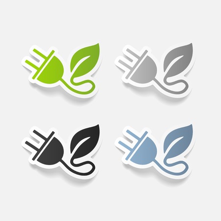 realistic design element: eco plug leafのイラスト素材