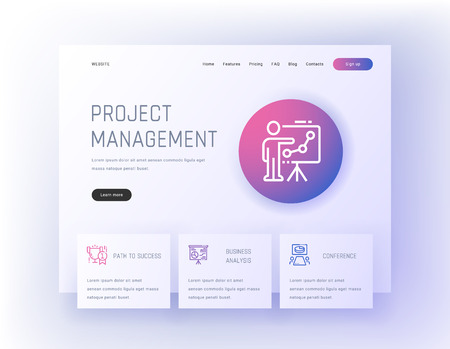 Project management, Path to success, Business analysis, Conference Landing page template.のイラスト素材