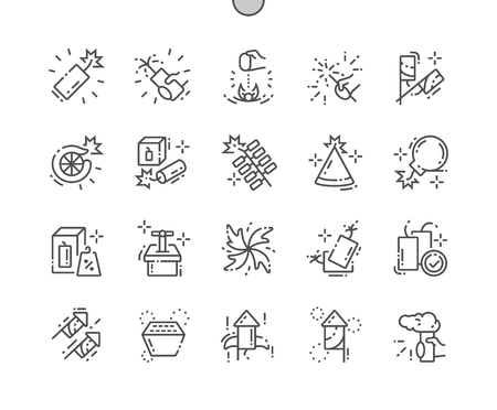 Pyrotechnics Well-crafted Pixel Perfect Vector Thin Line Icons 30 2x Grid for Web Graphics and Apps. Simple Minimal Pictogramのイラスト素材