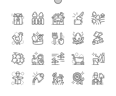Village Well-crafted Pixel Perfect Vector Thin Line Icons 30 2x Grid for Web Graphics and Apps. Simple Minimal Pictogramのイラスト素材