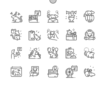 World rat day Well-crafted Pixel Perfect Vector Thin Line Icons 30 2x Grid for Web Graphics and Apps. Simple Minimal Pictogramのイラスト素材