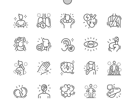 Health issues Well-crafted Pixel Perfect Vector Thin Line Icons 30 2x Grid for Web Graphics and Apps. Simple Minimal Pictogramのイラスト素材