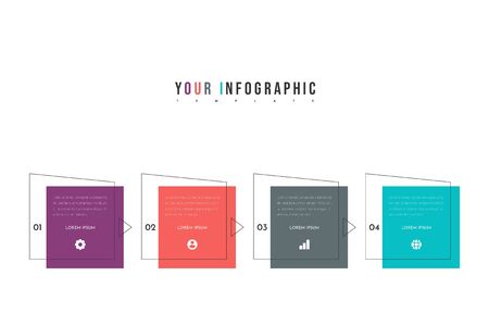 Minimal Business Infographics template with 4 steps, options and marketing icons. Can be use for presentation. Vector illustration.のイラスト素材