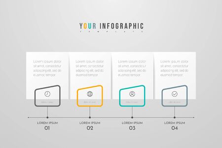 Infographic design with icons and 4 options or steps. Infographics business concept. Can be used for info graphics, flow charts, presentations, web sites, banners, printed materials.のイラスト素材