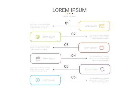 Presentation business infographic template with 6 options, steps or processes. Vector illustration.のイラスト素材