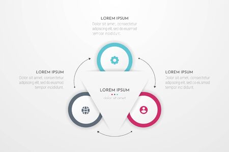 Infographic design elements for your business data with 3 circle options, parts, steps, timelines or processes. Vector illustration.のイラスト素材