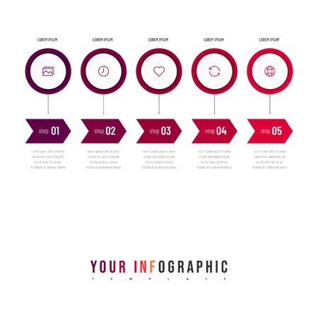Modern abstract infographic with 5 steps or processes elements and icons. Business concept. Vector illustrationのイラスト素材