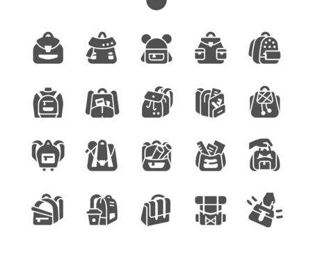 Backpacks Well-crafted Pixel Perfect Vector Solid Icons 30 2x Grid for Web Graphics and Apps. Simple Minimal Pictogramのイラスト素材