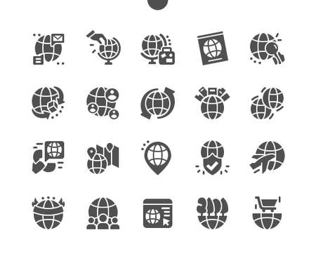 Globe and continents. Planet Earth. World map. Global communication. Vector Solid Icons. Simple Pictogramのイラスト素材