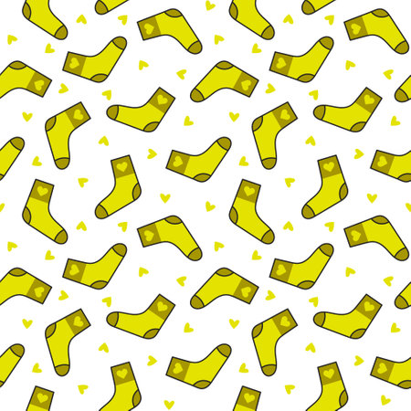 Variety socks different textures. Seamless pattern. Fashion trendy clothes. Hand drawn style. Vector drawing. Design ornaments.のイラスト素材