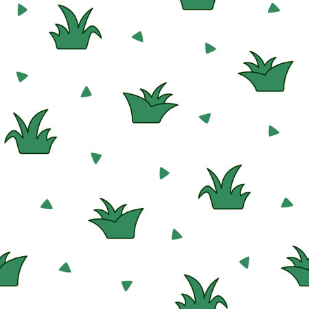 Lawn grass. Seamless pattern. Flora, garden plant. Hand drawn style. Vector drawing. Design ornaments.のイラスト素材