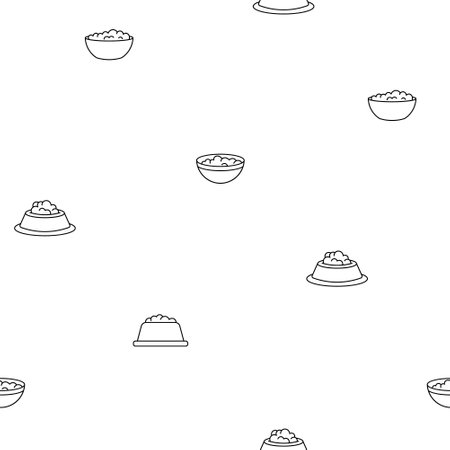 Cat and dog bowl. Seamless pattern. Coloring Page. Pet food. Veterinary shop merchandise. Hand drawn style. Vector drawing. Design ornaments.のイラスト素材